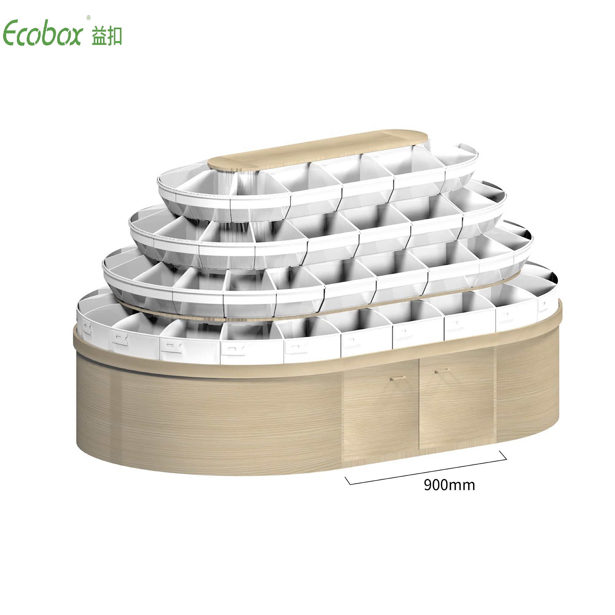 Ecobox G008 series round shelf with Ecobox bulk bins supermarket bulk food displays