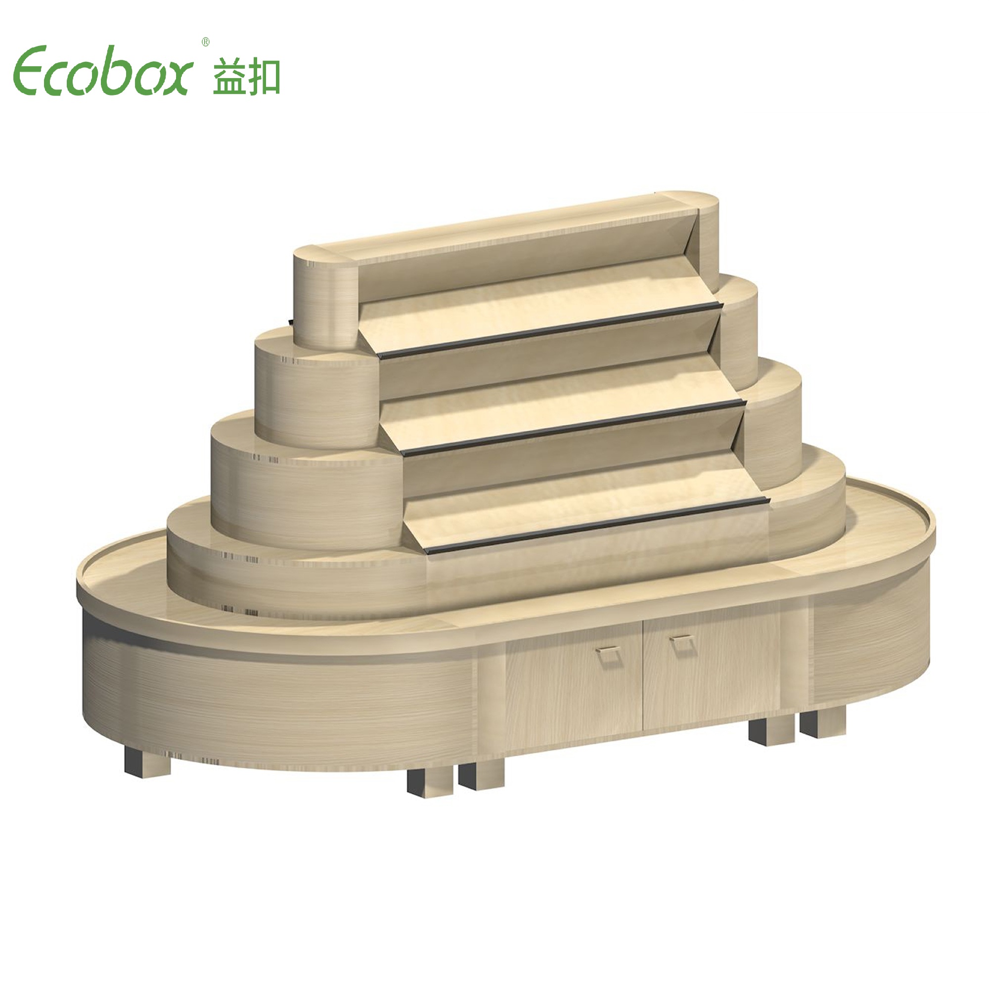 Ecobox G002 series round shelf with Ecobox bulk bins supermarket bulk food displays