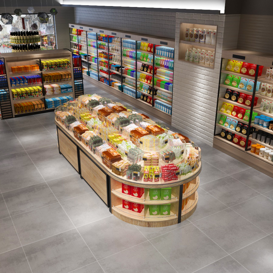 Ecobox MG-011 Wooden display supermarket shelf for bulk food merchandising 