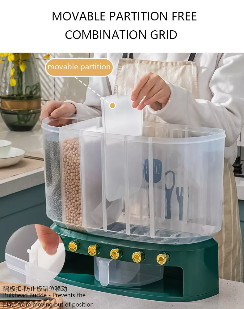 Plastic Food Storage Box Grain And Rice Dispenser Cereal Dispenser Container Kitchen Grain Dispenser With Cup