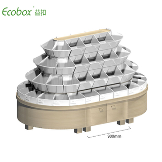 Ecobox G002 series round shelf with Ecobox bulk bins supermarket bulk food displays