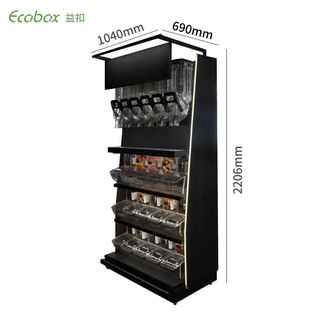 Ecobox TG-0615 Candy nuts display shelf pick n mix solution for bulk merchandising with gravity bin and scoop bins