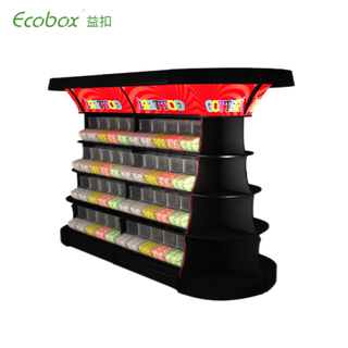 Ecobox TG-06101A metal candy stand display shelf rack with scoop bins black color